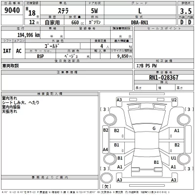 Subaru STELLA  с аукциона в Японии