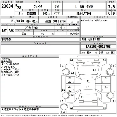 Daihatsu WAKE  с аукциона в Японии