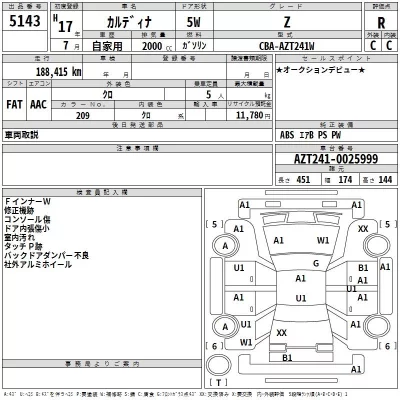 Toyota CALDINA  с аукциона в Японии