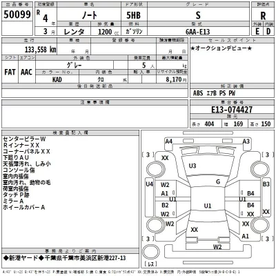 Nissan NOTE  с аукциона в Японии