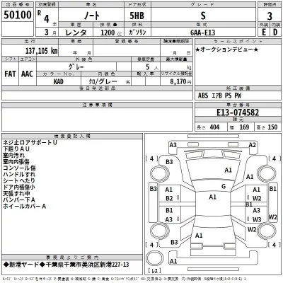 Nissan NOTE  с аукциона в Японии
