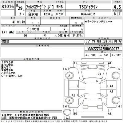Volkswagen POLO  с аукциона в Японии