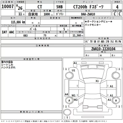 Lexus CT  с аукциона в Японии