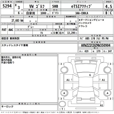 Volkswagen GOLF  с аукциона в Японии