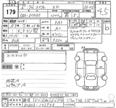 Suzuki SWIFT  с аукциона в Японии