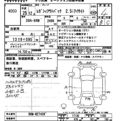 Subaru LEGACY OUTBACK  с аукциона в Японии