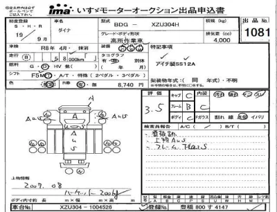 Toyota DYNA  с аукциона в Японии