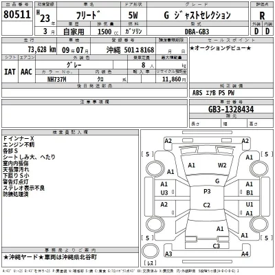 Honda FREED  с аукциона в Японии