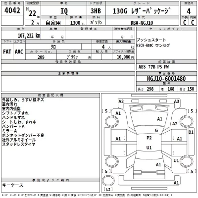 Toyota IQ  с аукциона в Японии