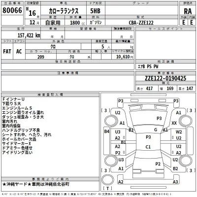 Toyota COROLLA RUNX  с аукциона в Японии