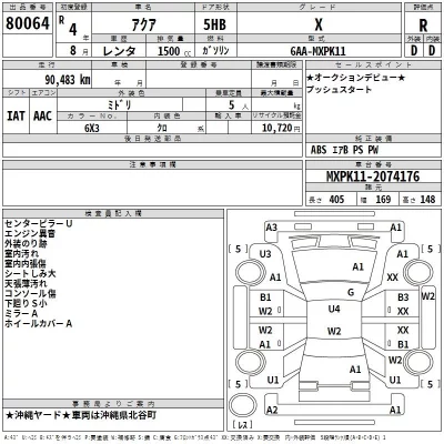 Toyota AQUA  с аукциона в Японии