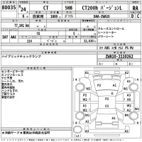 Lexus CT лот № 80035 оценка RA  с аукциона в Японии 2