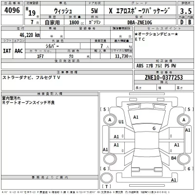 Toyota WISH  с аукциона в Японии