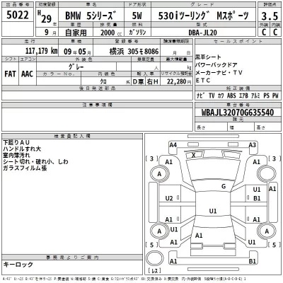 BMW 5-Series  с аукциона в Японии