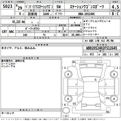 Mercedes-Benz C CLASS WAGON  с аукциона в Японии