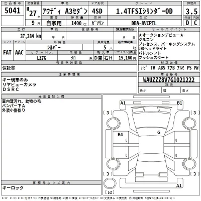 Audi A3  с аукциона в Японии