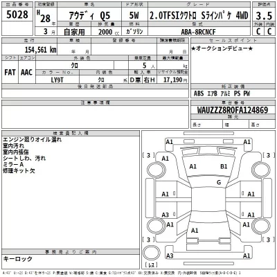 Audi Q5  с аукциона в Японии