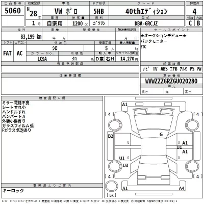 Volkswagen POLO  с аукциона в Японии