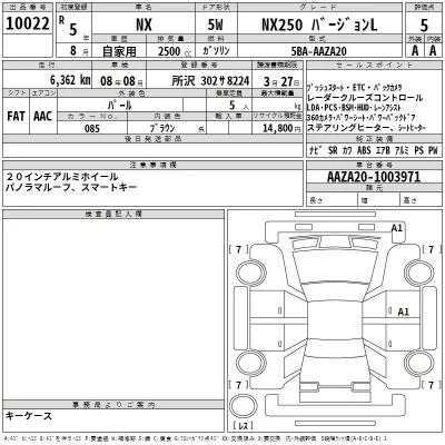 Lexus NX  с аукциона в Японии