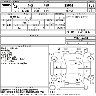 Nissan FUGA  с аукциона в Японии