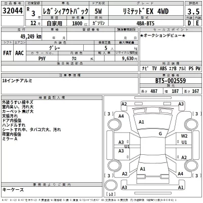 Subaru LEGACY OUTBACK  с аукциона в Японии