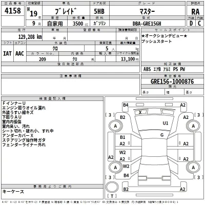 Toyota BLADE  с аукциона в Японии