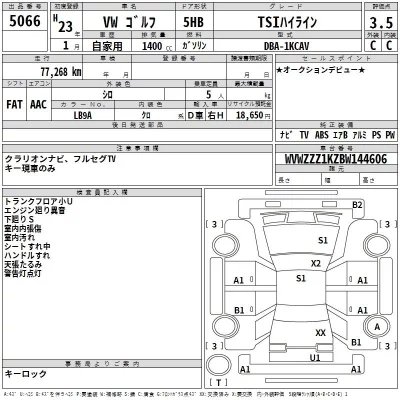 Volkswagen GOLF  с аукциона в Японии