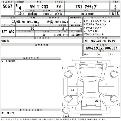 Volkswagen T-CROSS  с аукциона в Японии
