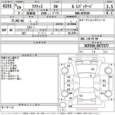 Toyota RACTIS  с аукциона в Японии