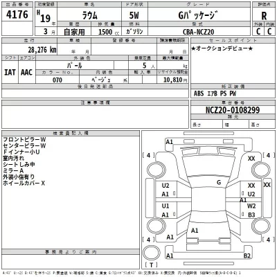 Toyota RAUM  с аукциона в Японии