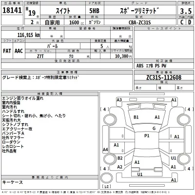 Suzuki SWIFT  с аукциона в Японии