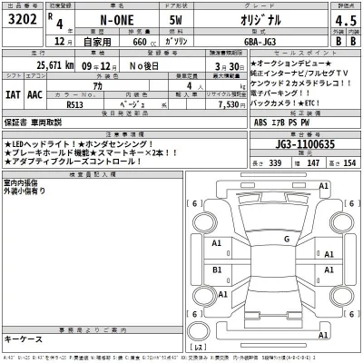 Honda N ONE  с аукциона в Японии