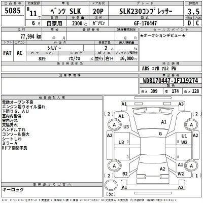 Mercedes-Benz SLK CLASS  с аукциона в Японии