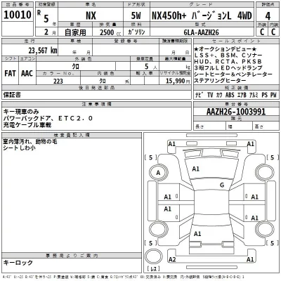 Lexus NX  с аукциона в Японии