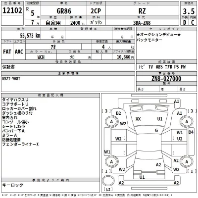 Toyota GT 86  с аукциона в Японии