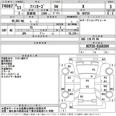 Toyota FUNCARGO  с аукциона в Японии