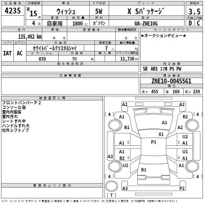Toyota WISH  с аукциона в Японии