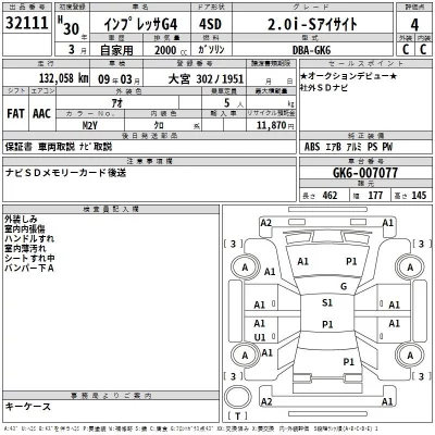 Subaru IMPREZA G4  с аукциона в Японии