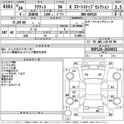 Toyota RACTIS  с аукциона в Японии