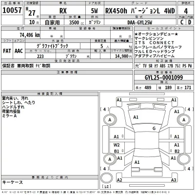 Lexus RX  с аукциона в Японии