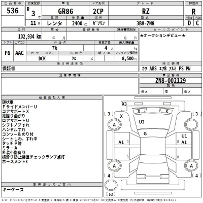 Toyota GT 86  с аукциона в Японии