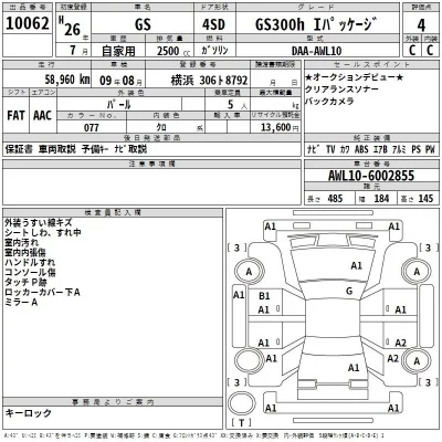 Lexus GS  с аукциона в Японии
