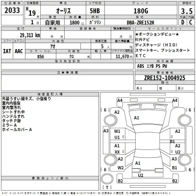 Toyota AURIS  с аукциона в Японии
