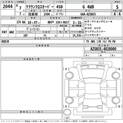 Toyota CROWN CROSSOVER  с аукциона в Японии