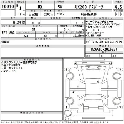 Lexus UX  с аукциона в Японии