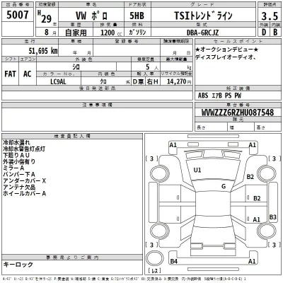 Volkswagen POLO  с аукциона в Японии