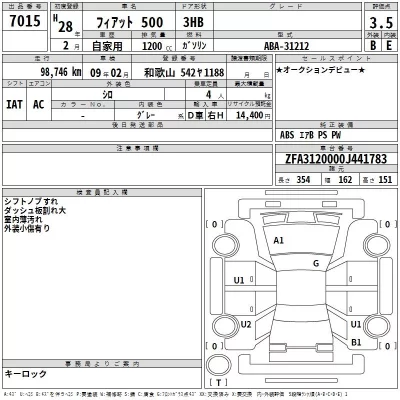 Fiat 500  с аукциона в Японии