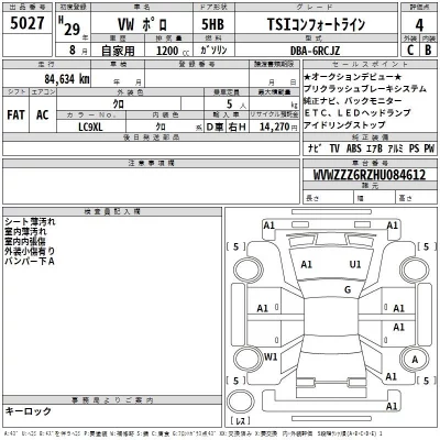 Volkswagen POLO  с аукциона в Японии