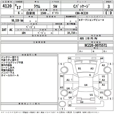 Toyota RAUM  с аукциона в Японии