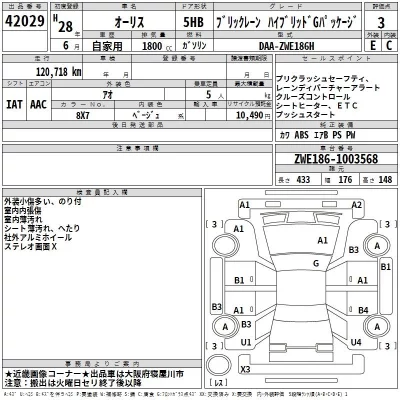 Toyota AURIS  с аукциона в Японии